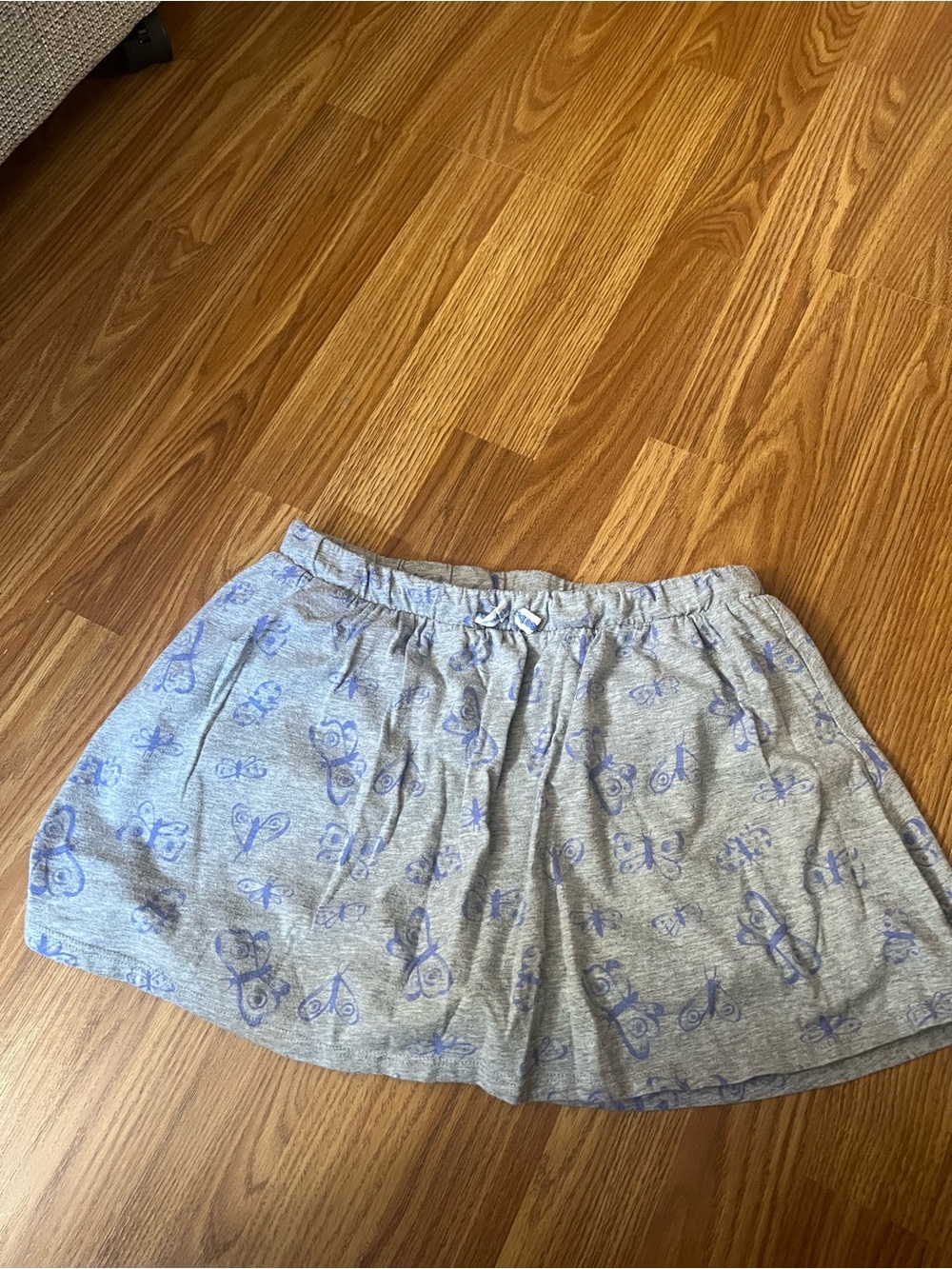 Cat & Jack Gray Mini Skirt with Blue Butterfly Print